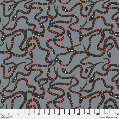 Quilting Cotton - Spellbound - Slithering Snakes - Stone