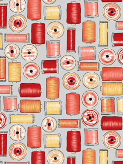 Quilting Cotton – Sewing Room – Thread Spools – Red