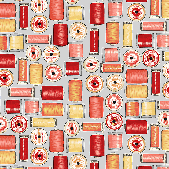 Quilting Cotton – Sewing Room – Thread Spools – Red - Stonemountain &  Daughter Fabrics