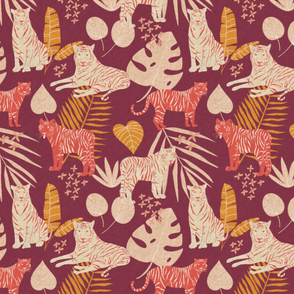 Cotton/Linen Canvas – Jungle Cruisin' - Stripe Squad - Passion Pink