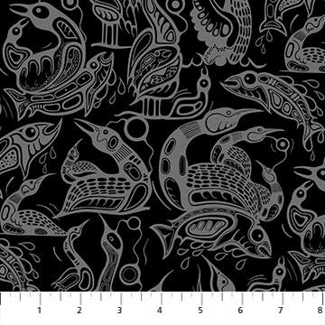 Quilting Cotton – Healing Waters – Black