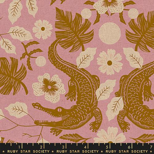 Cotton/Linen Canvas – Ruby Star – Florida Volume 2 – Alligator Damask – Lavender