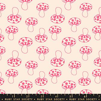 Quilting Cotton – Ruby Star Society – Honey – Mushrooms – Neon Pink