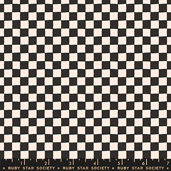 Quilting Cotton – Ruby Star Society – Honey – Checkerboard – Soft Black