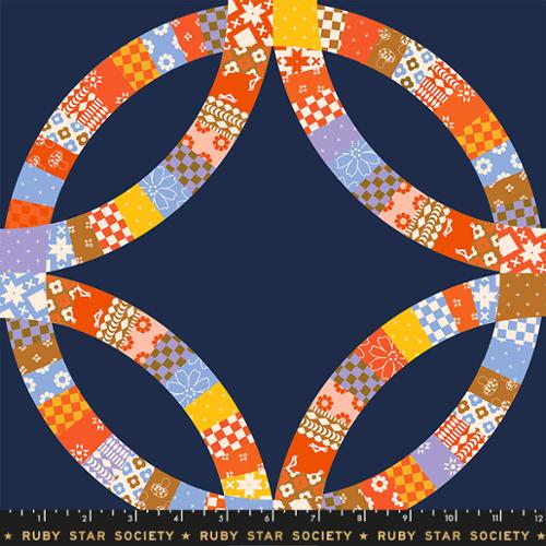 Quilting Cotton – Ruby Star Society – Honey – Wedding Ring – Navy