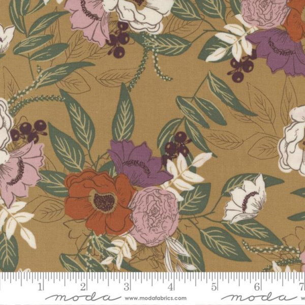 Quilting Cotton -  Slow Stroll - Fall Bouquet - Golden