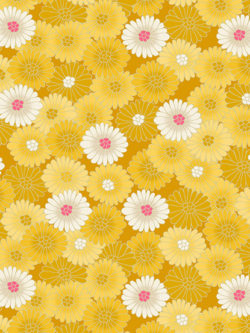 Quilting Cotton – Hikari – Chrysanthemum – Yellow