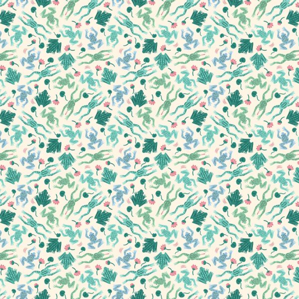 Quilting Cotton – Pond Tales - Frogs - Mint