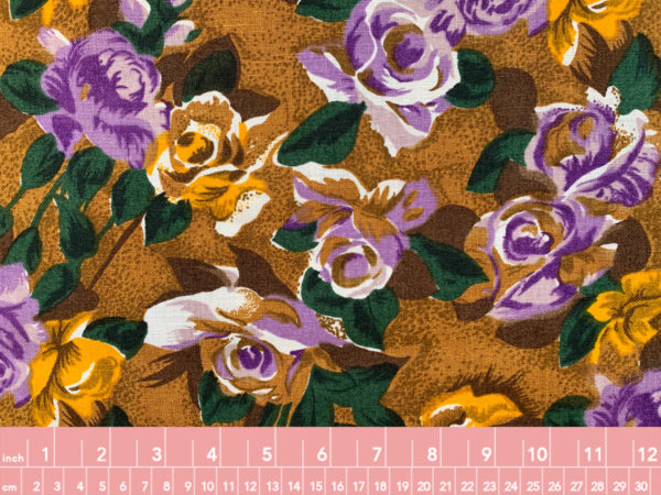 Designer Deadstock - Printed Linen - Mocha Flower