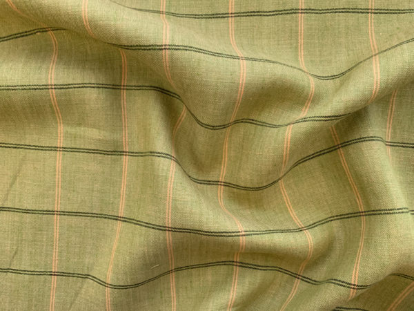 Designer Deadstock - Yarn Dyed Linen - Moss Plaid