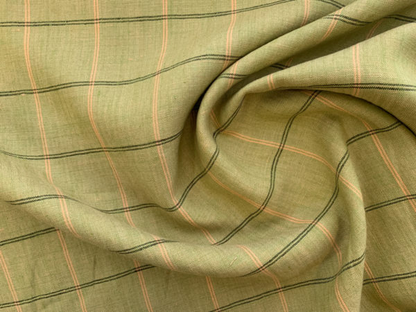 Designer Deadstock - Yarn Dyed Linen - Moss Plaid