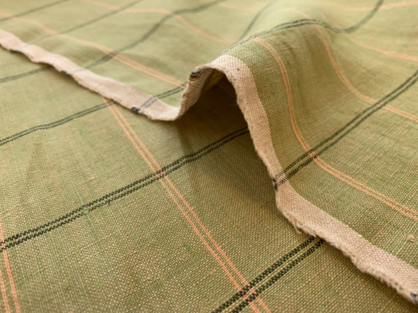 Designer Deadstock - Yarn Dyed Linen - Moss Plaid