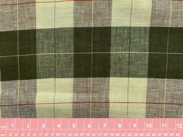 Designer Deadstock - Yarn Dyed Linen - Moss Plaid