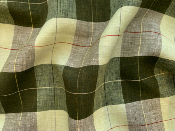 Designer Deadstock - Yarn Dyed Linen - Moss Plaid