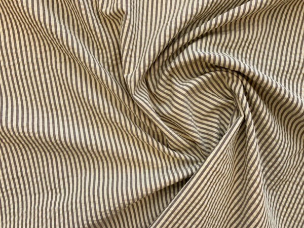 Designer Deadstock - Yarn Dyed Seersucker - Brass/Natural Stripe