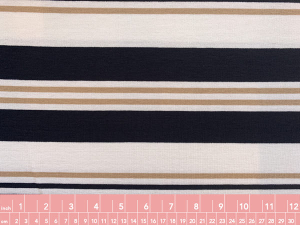 Designer Deadstock - Rayon/Nylon Ponte Knit - Black/Tan Stripe