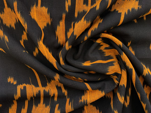 Handwoven Cotton Ikat - Abstract - Black/Orange