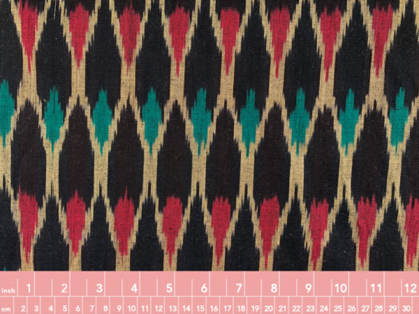 Handwoven Cotton Ikat - Ellipse - Black/Red/Green