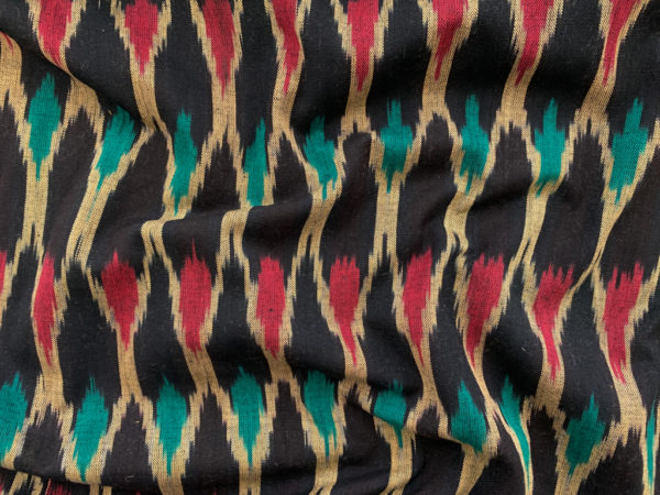 Handwoven Cotton Ikat - Ellipse - Black/Red/Green