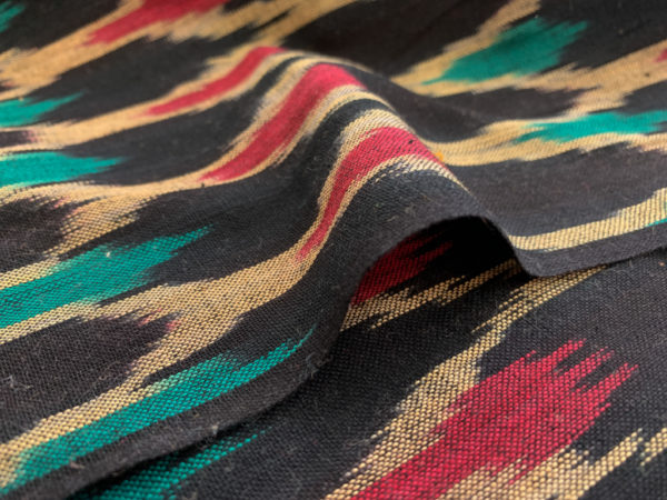 Handwoven Cotton Ikat - Ellipse - Black/Red/Green