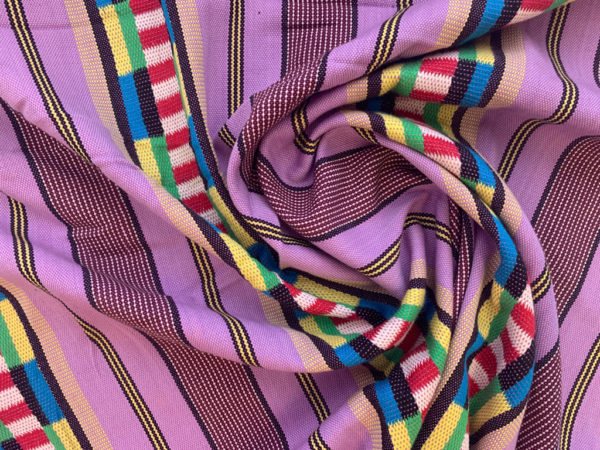 Handwoven Cotton Ikat - Jaquard Stripe - Purple