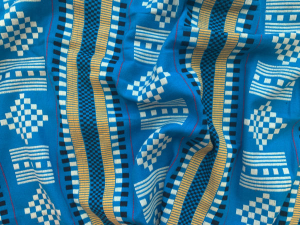 Handwoven Cotton Ikat - Jaquard Stripe - Blue