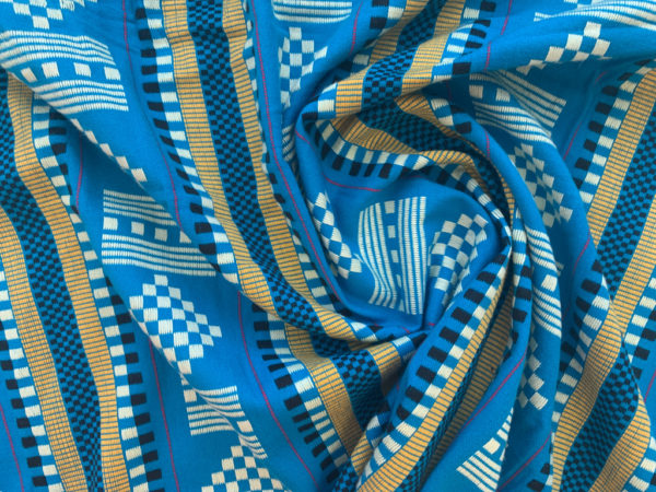 Handwoven Cotton Ikat - Jaquard Stripe - Blue