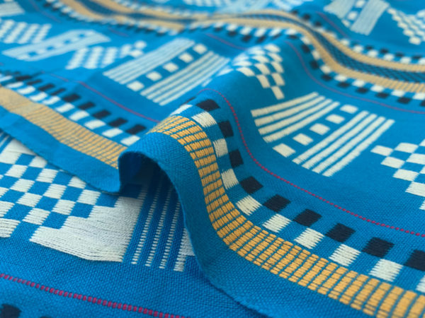 Handwoven Cotton Ikat - Jaquard Stripe - Blue