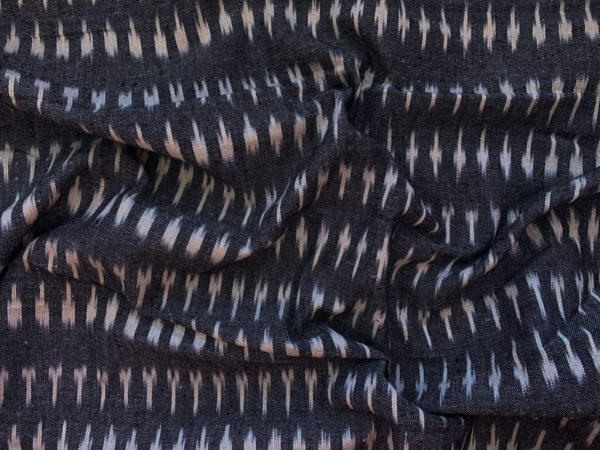 Handwoven Cotton Ikat - Abstract Rows - Dark Grey