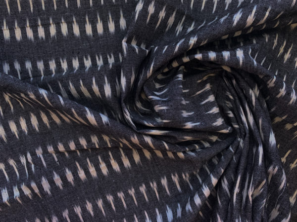 Handwoven Cotton Ikat - Abstract Rows - Dark Grey