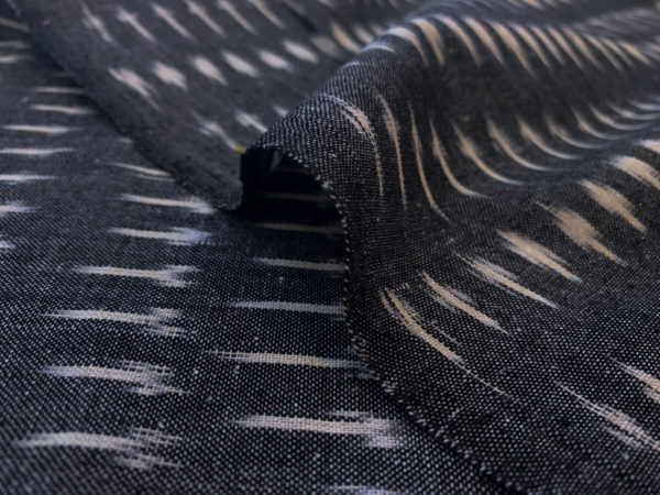 Handwoven Cotton Ikat - Abstract Rows - Dark Grey