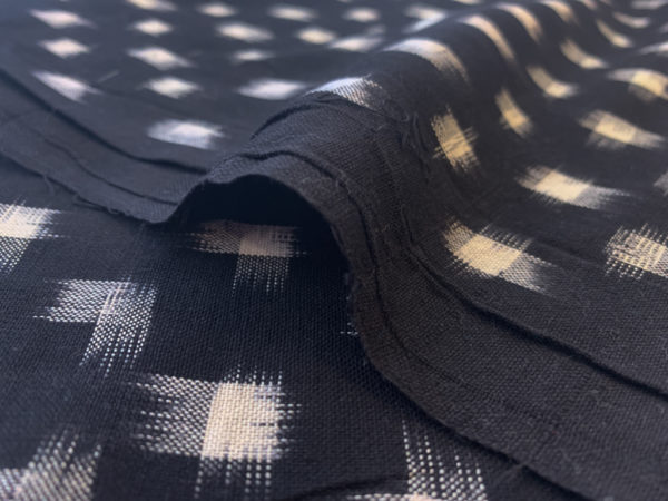 Handwoven Cotton Ikat - Squares - Black