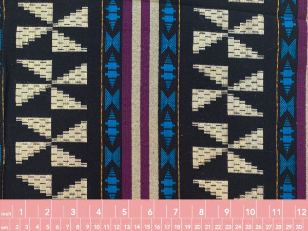 Handwoven Cotton Ikat - Jaquard Stripe - Black