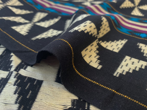 Handwoven Cotton Ikat - Jaquard Stripe - Black