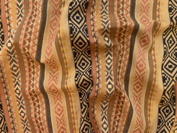 Handwoven Cotton Ikat - Jaquard Stripe - Tan