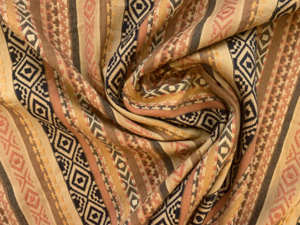 Handwoven Cotton Ikat - Jaquard Stripe - Tan