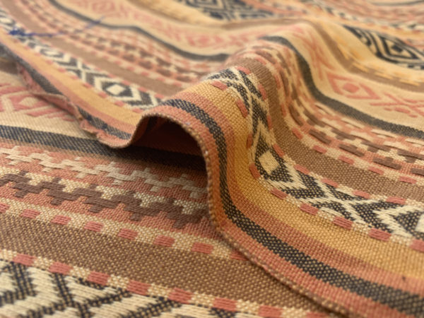 Handwoven Cotton Ikat - Jaquard Stripe - Tan