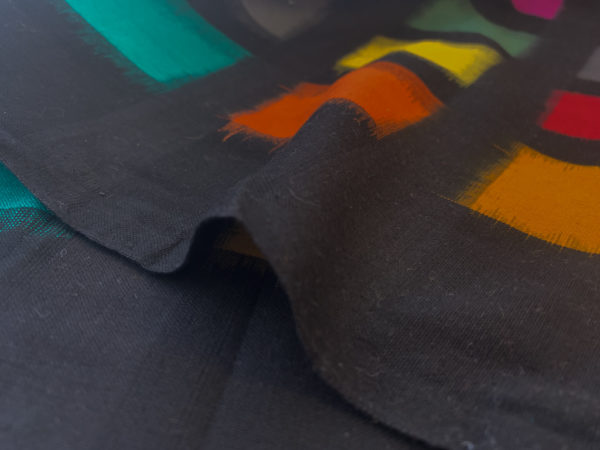 Handwoven Cotton Ikat - Rainbow Squares - Black