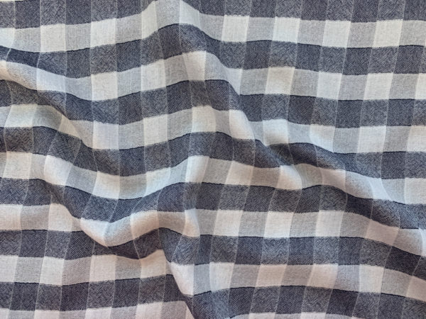 Designer Deadstock - Cotton Double Gauze - Navy/White Plaid