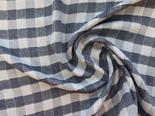 Designer Deadstock - Cotton Double Gauze - Navy/White Plaid