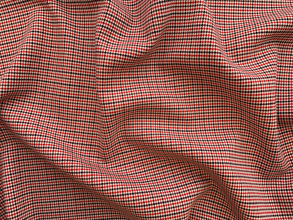 Designer Deadstock - Italian Wool Stretch Suiting - Red/Black Plaid