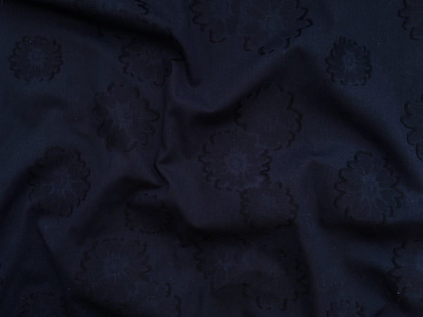 Designer Deadstock - Polyester Brocade - Black/Cream Floral