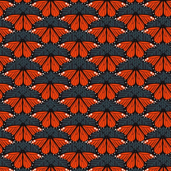 Birch - Organic Cotton Poplin - Charley Harper - Small Monarch Butterflies