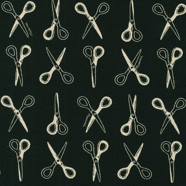 Cotton/Linen Canvas - Scissors - Black