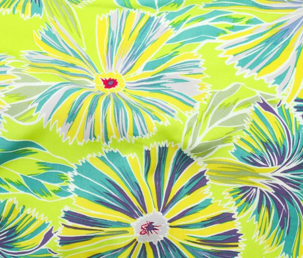 Rayon Voile Print - Floral Meadow - Lemon/Lime