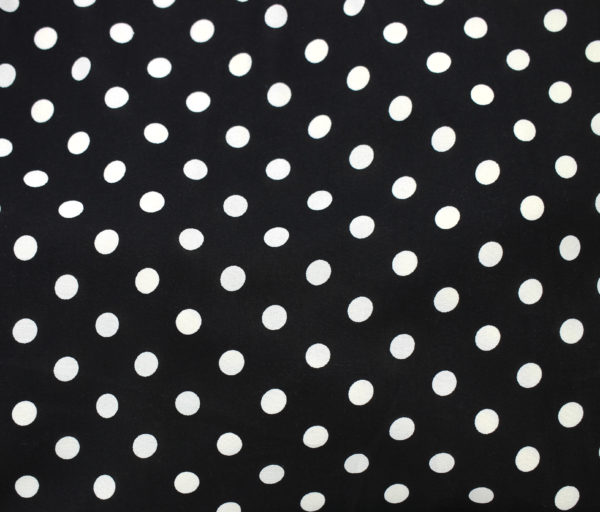 Polyester Challis – Polka Dot – Black/White