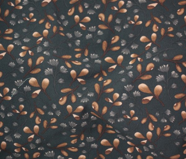 Polyester Challis Print Mellow Floral Charcoal Stonemountain