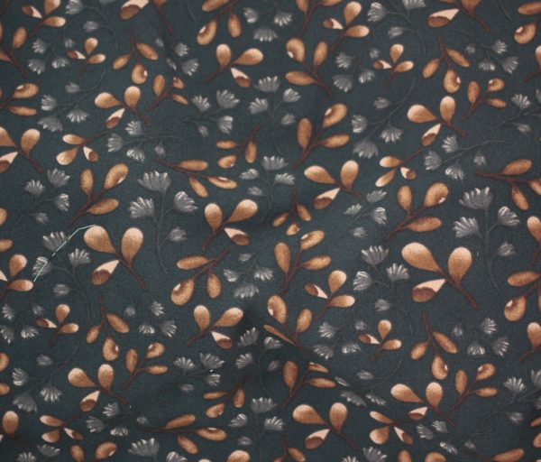 Polyester Challis Print – Mellow Floral – Charcoal