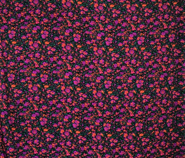 Viscose Crepe Print - Floral Meadow - Neon Magenta