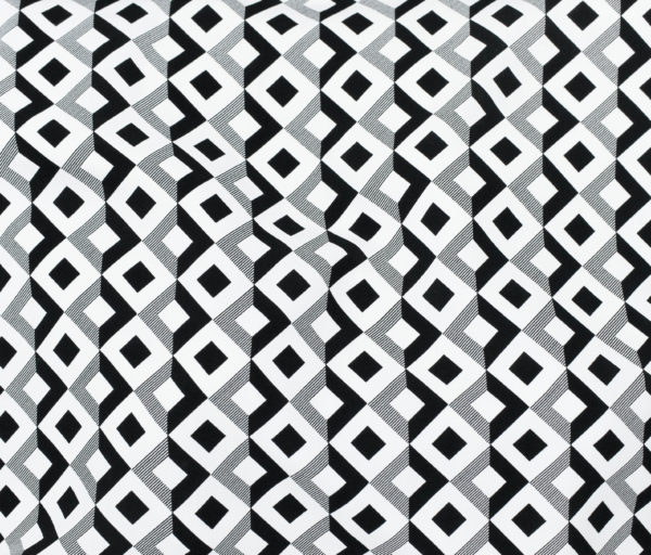 Rayon Poplin Print – Diamond Tiles - Black/White